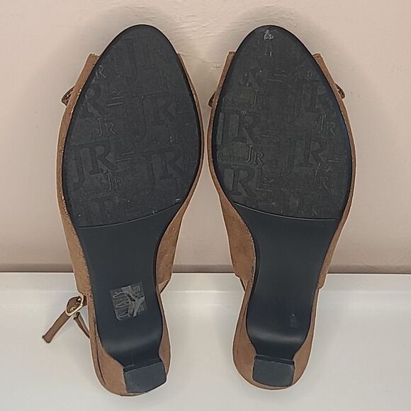 J. Renee Jadan Copper Bronze Satin Peep Toe  Kitten Heel Slingback  Size 7.5 N - Picture 10 of 14